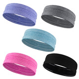 TOPTIE 5 PCS Women's Sports Headbands, Elastic Headbands with Two Silicon Bars for Unisex Exercise Anti-Slip High-Quality Soft Stretch Fabric