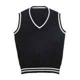 TOPTIE Boys V-Neck Knitted Sleeveless Pullover Uniform Sweater Vest with Stripe 