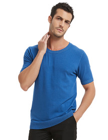 TOPTIE Men's Casual Crew Neck Pullover Short Sleeve Knitted Summer Pullover Sweaters