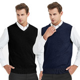 TOPTIE 2 Pack Window Clerk Sweater Vests For Men, Work Uniform Cotton V-Neck Sweater Vests