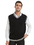 TOPTIE Mens Sweater Vest, Black and White Trimmed V-Neck Soft Knit Pullover