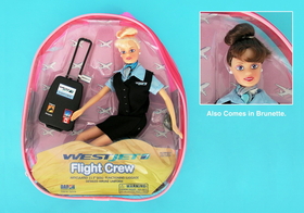 Daron DA1176 Westjet Flight Attendant Doll W/ Luggage