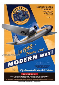 Jet Age Art Dc-5 Faux-Stalgia Travel Poster, JA085