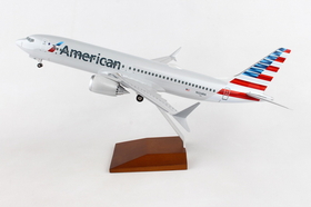 SkyMarks SKR8272 American 737Max8 1/100 W/Wood Stand & Gear