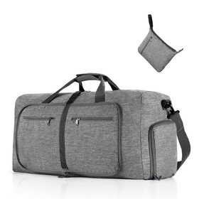 Muka 65L Duffle Bag with Shoes Compartment, Foldable Travel Duffel Bag for Men Women, Large Packable Overnight Bag Water-Resistant & Tear Resistant