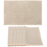 TOPTIE 6-PCS Washable Woven Cotton Flax Placemat w/ Lace Dining Table Mat for Students Daily Use Restaurant 12