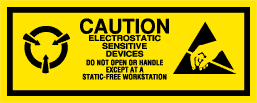 De Leone Labels, Caution - Electrostatic Sensitive Devices - Do Not Open Or Handle Except At A Static-Free Workstation, 1" x 2&#189;"