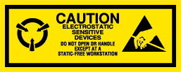 De Leone Labels, Caution - Electrostatic Sensitive Devices - Do Not Open Or Handle Except At A Static-Free Workstation, 2"x 5"