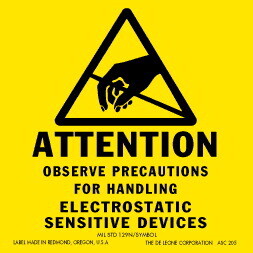De Leone ASC305 Labels, Attention - Observe Precautions For Handling Electrostatic Sensitive Devices, 2" x 2" (removable)