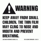 De Leone BWL101 Lables, Warning - Keep Away From Small Children - The Thin Film May Cling To Nose And Mouth And Prevent Breathing, 2