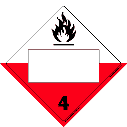 De Leone Labels, Spontaneously Combustible - Class 4 - (Blank), 10&#190;" x 10&#190;" (tagboard)