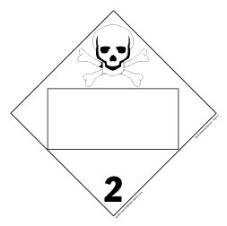 De Leone Labels, Toxic/Poison - Class 2 - (Blank), 10&#190;" x 10&#190;" (tagboard)