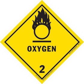 De Leone HML425 Labels, Oxygen - Class 2, 4" x 4"