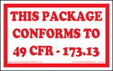 De Leone HML427 Labels, This Package Conforms To 49 Cfr - 173.4, 2½