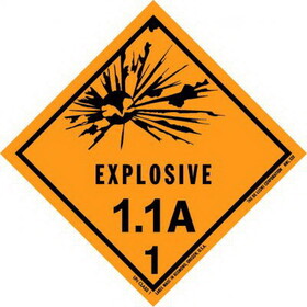 De Leone Labels, Explosive 1.1A - Class-1, 4" x 4"