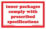 De Leone HML443 Labels, Inner Packages Comply With Prescribed Specifications, 2½