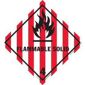 De Leone HML507 Labels, Flammable Solid - Class 4, 4" x 4" (vinyl)