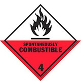 De Leone HML508 Labels, Spontaneously Combustible - Class 4, 4