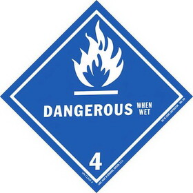 De Leone HML509 Labels, Dangerous When Wet - Class 4, 4" x 4" (vinyl)