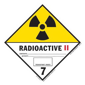 De Leone HML517 Labels, Radioactive Ii - Class 7, 4" x 4" (vinyl)