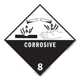 De Leone HML519 Labels, Corrosive - Class 8, 4" x 4" (vinyl)