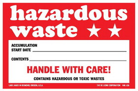 De Leone HML636 Labels, Hazardous Waste, 4" x 6" (vinyl)