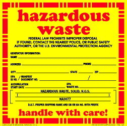 De Leone HML641 Labels, Hazardous Waste- Federal Law Prohibits Improper Disposal If Found, Contact The Nearest Police, -, 6" x 6" (vinyl)