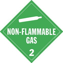 De Leone Labels, Non-Flammable Gas - Class 2, 10&#190;" x 10&#190;" (tagboard)