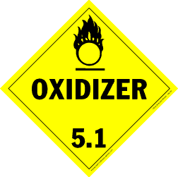 De Leone Labels, Oxidizer - Class 5.1, 10&#190;" x 10&#190;" (tagboard)