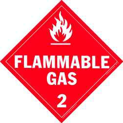 De Leone Labels, Flammable Gas - Class 2, 10&#190;" x 10&#190;" (tagboard)