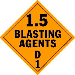 De Leone Labels, Class 1.5 - Blasting Agents - D 1, 10&#190;" x 10&#190;" (tagboard)