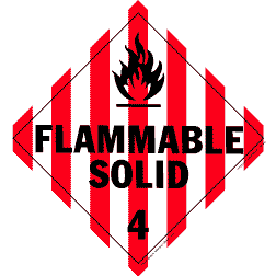 De Leone Labels, Flammable Solid - Class 4, 10&#190;" x 10&#190;" (tagboard)