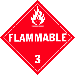 De Leone Labels, Flammable - Class 3, 10&#190;" x 10&#190;" (tagboard)