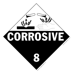 De Leone Labels, Corrosive - Class 8, 10&#190;" x 10&#190;" (tagboard)