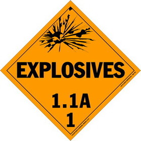 De Leone Labels, Explosives 1.1A - Class 1, 10&#190;" x 10&#190;" (tagboard)