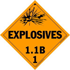 De Leone Labels, Explosives 1.1B - Class 1, 10&#190;" x 10&#190;" (tagboard)