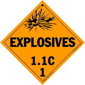De Leone Labels, Explosives 1.1C - Class 1, 10&#190;" x 10&#190;" (tagboard)