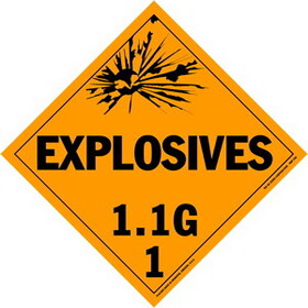 De Leone Labels, Explosives 1.1G - Class 1, 10&#190;" x 10&#190;" (tagboard)