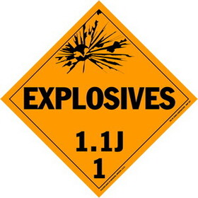 De Leone Labels, Explosives 1.1J - Class 1, 10&#190;" x 10&#190;" (tagboard)