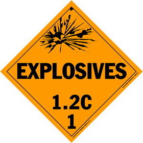 De Leone Labels, Explosives 1.2C - Class 1, 10&#190;" x 10&#190;" (tagboard)