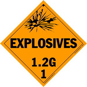 De Leone Labels, Explosives 1.2G - Class 1, 10&#190;" x 10&#190;" (tagboard)