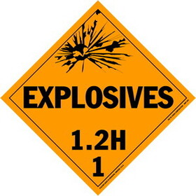 De Leone Labels, Explosives 1.2H - Class 1, 10&#190;" x 10&#190;" (tagboard)