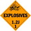 De Leone HMP546 Lables, (Vinyl)-Explosives 1.2J - Class 1, 10 3/4" X 10 3/4" (removable vinyl), Price/25 /package
