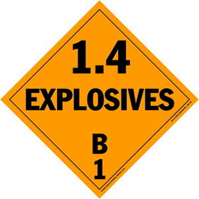 De Leone Labels, Explosives 1.4B - Class 1, 10&#190;" x 10&#190;" (tagboard)