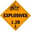 De Leone HMP541 Lables, (Vinyl)-Explosives 1.2D - Class 1, 10 3/4" X 10 3/4" (removable vinyl), Price/25 /package