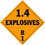 De Leone HMP556 Lables, (Vinyl)-Explosives 1.4B - Class 1, 10 3/4" X 10 3/4" (removable vinyl), Price/25 /package