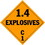 De Leone HMP557 Lables, (Vinyl)-Explosives 1.4C - Class 1, 10 3/4" X 10 3/4" (removable vinyl), Price/25 /package