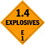 De Leone HMP559 Lables, (Vinyl)-Explosives 1.4E - Class 1, 10 3/4" X 10 3/4" (removable vinyl), Price/25 /package