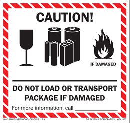 De Leone IATA-403 4-1/2" x 4-3/4" Caution / Lithium Batteries, Label