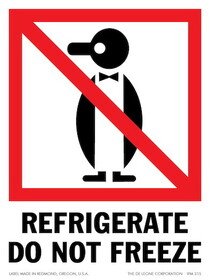 De Leone IPM315 Labels, Refrigerate Do Not Freeze - (International), 3" x 4"
